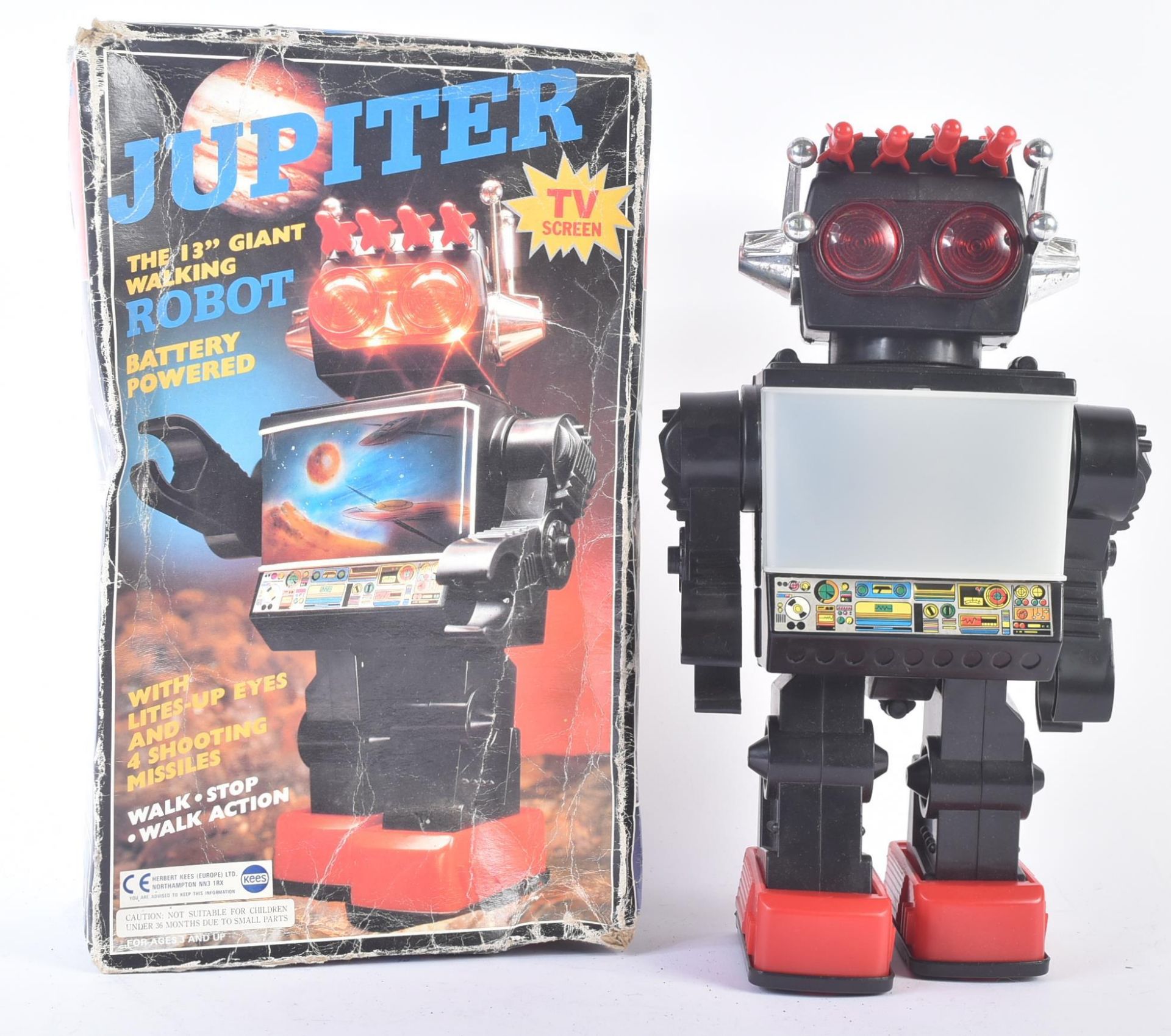 VINTAGE BATTERY OPERATED MISSILE SHOOTING WALKING ROBOT