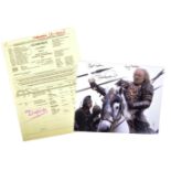 COLLECTION OF BERNARD HILL - LOTR - ORIGINAL CALL SHEET & PHOTO