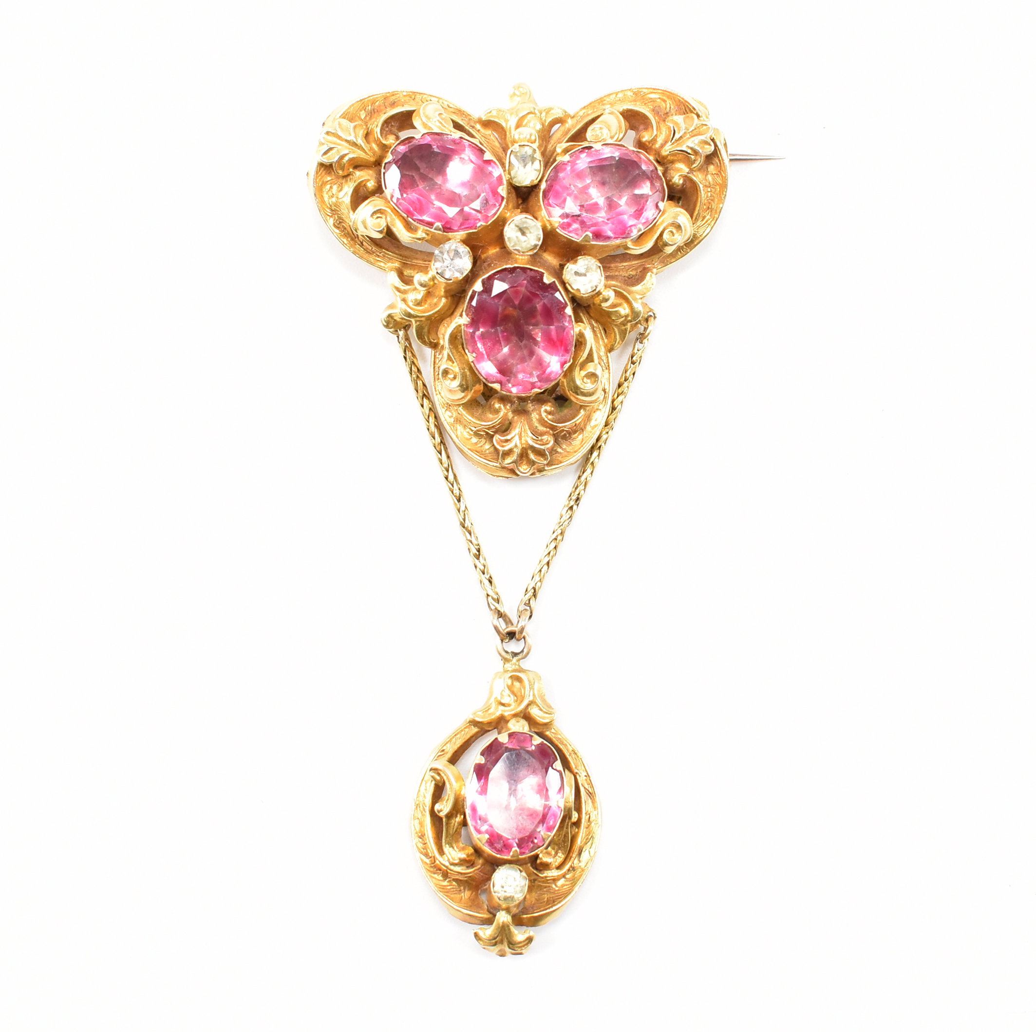 VICTORIAN GOLD ROCK CRYSTAL PENDANT BROOCH