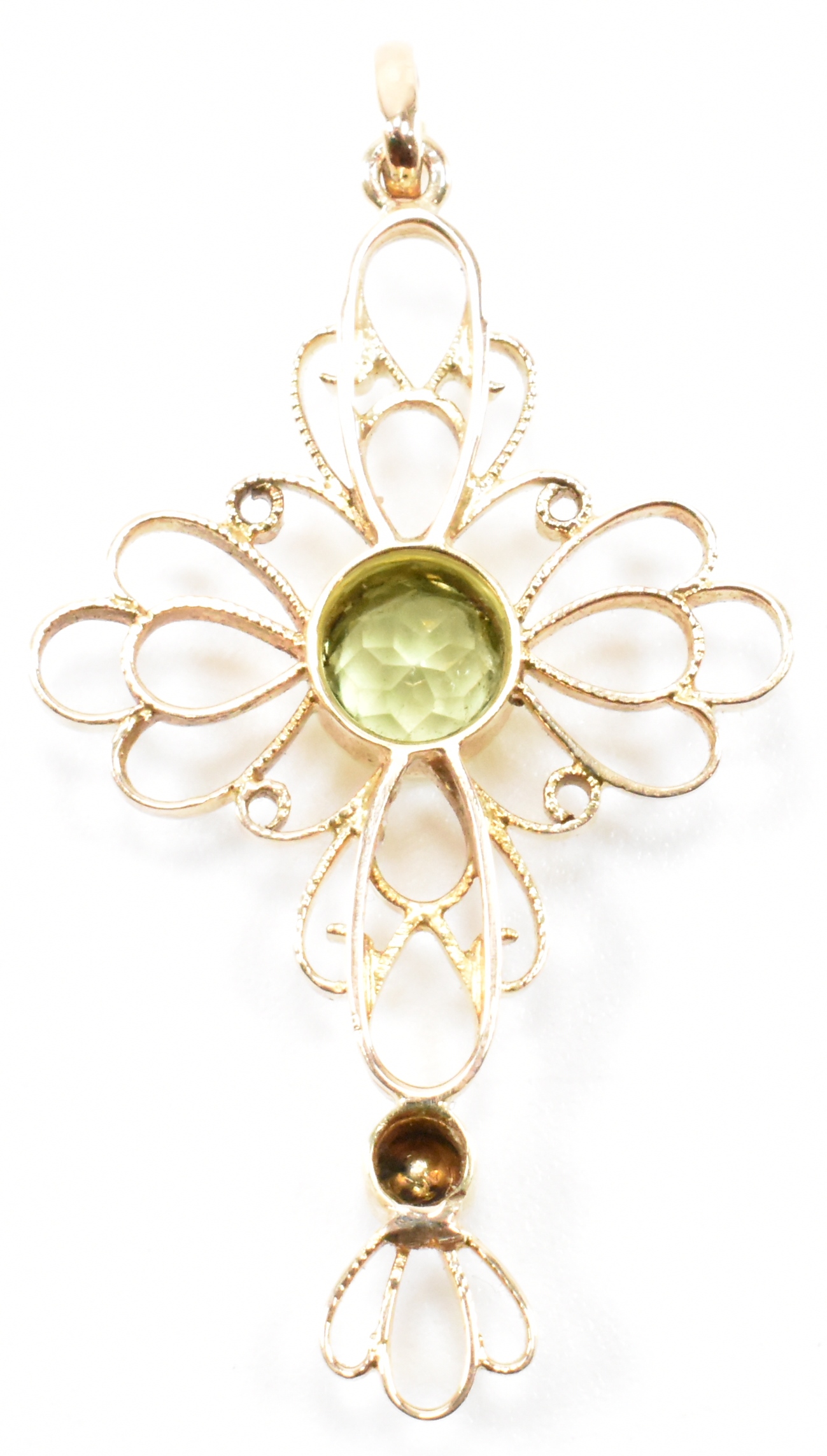 GOLD PERIDOT & SEED PEARL CROSS PENDANT - Image 3 of 7