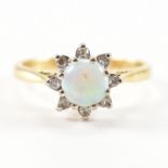 HALLMARKED 18CT GOLD OPAL & DIAMOND RING