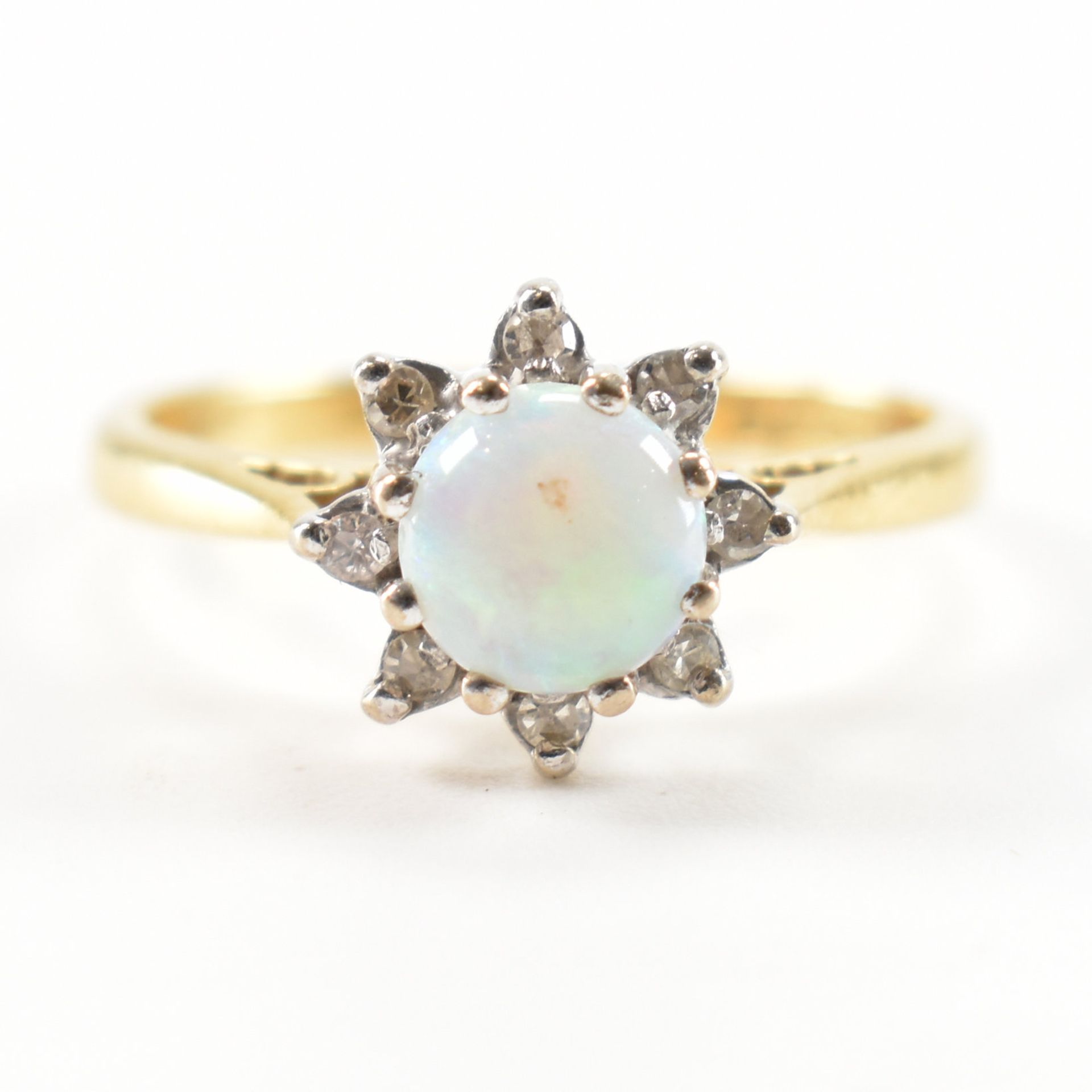 HALLMARKED 18CT GOLD OPAL & DIAMOND RING