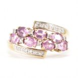 HALLMARKED 9CT GOLD PINK & WHITE STONE RING