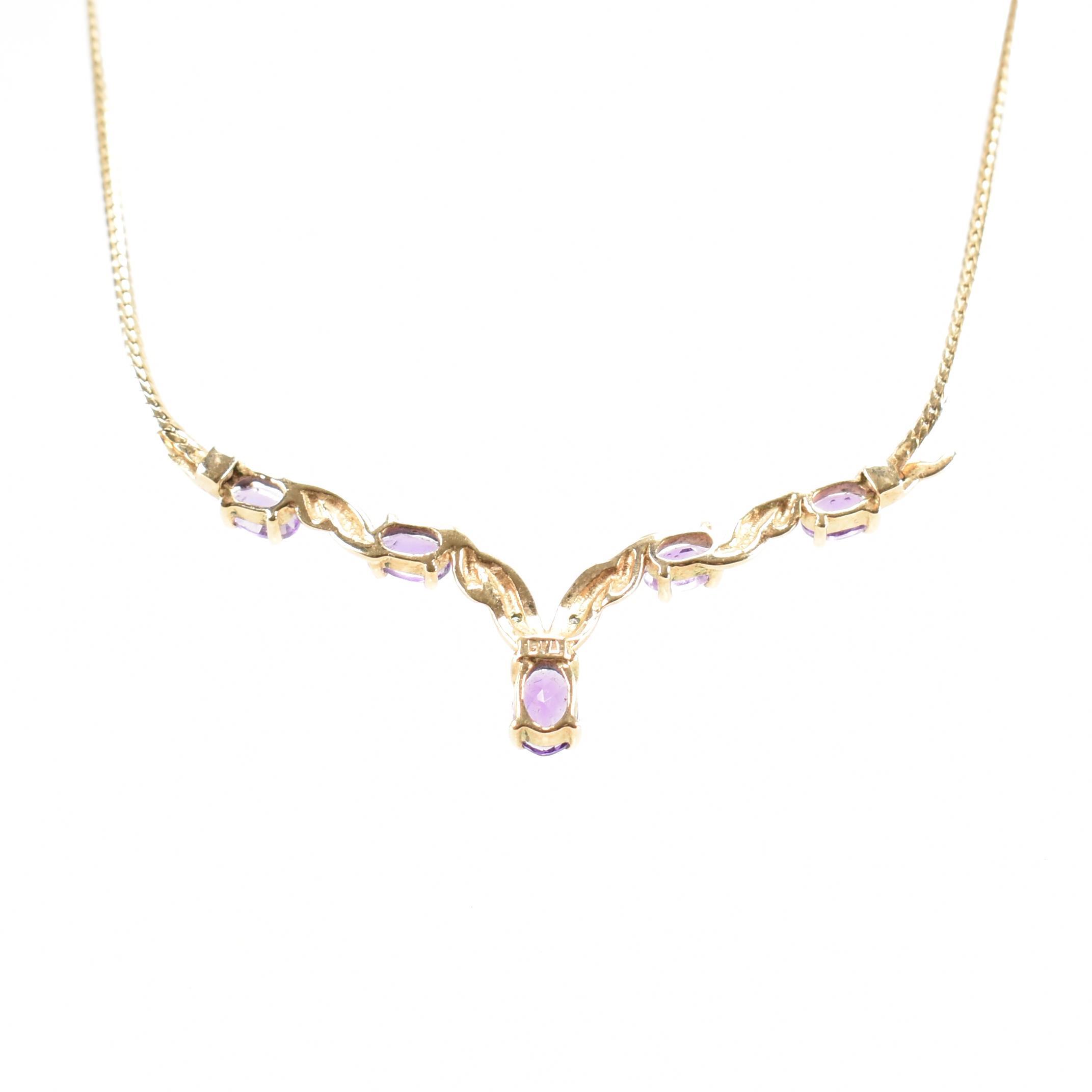 HALLMARKED 9CT GOLD AMETHYST & DIAMOND PENDANT NECKLACE - Image 2 of 3