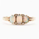 HALLMARKED 9CT GOLD OPAL & DIAMOND RING