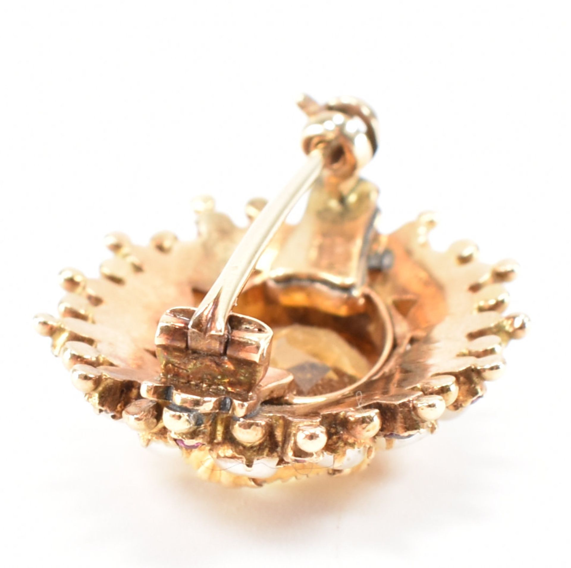 VICTORIAN CITRINE PEARL & RUBY BROOCH - Image 4 of 5