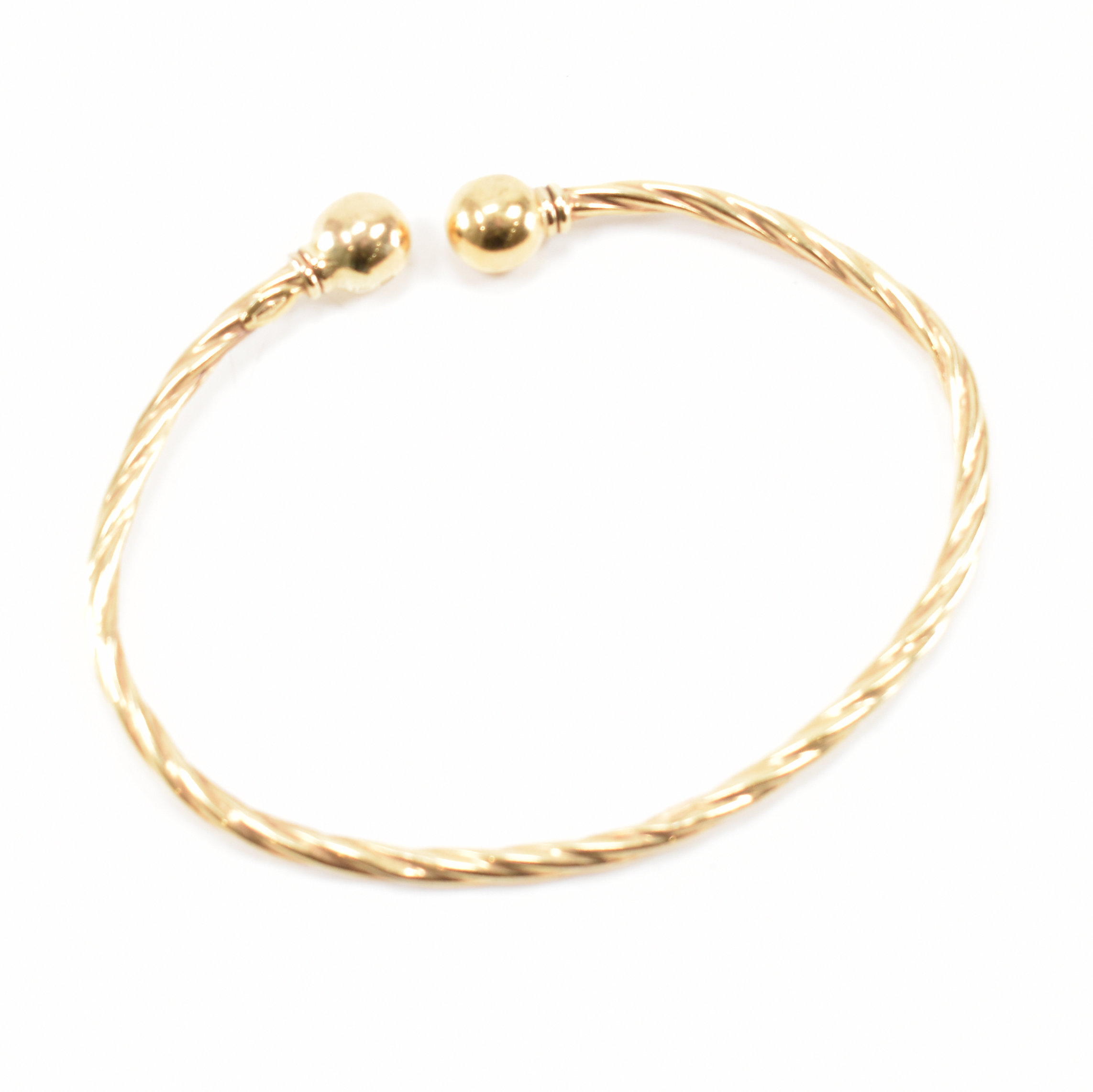 HALLMARKED 9CT GOLD TORQUE BANGLE BRACELET