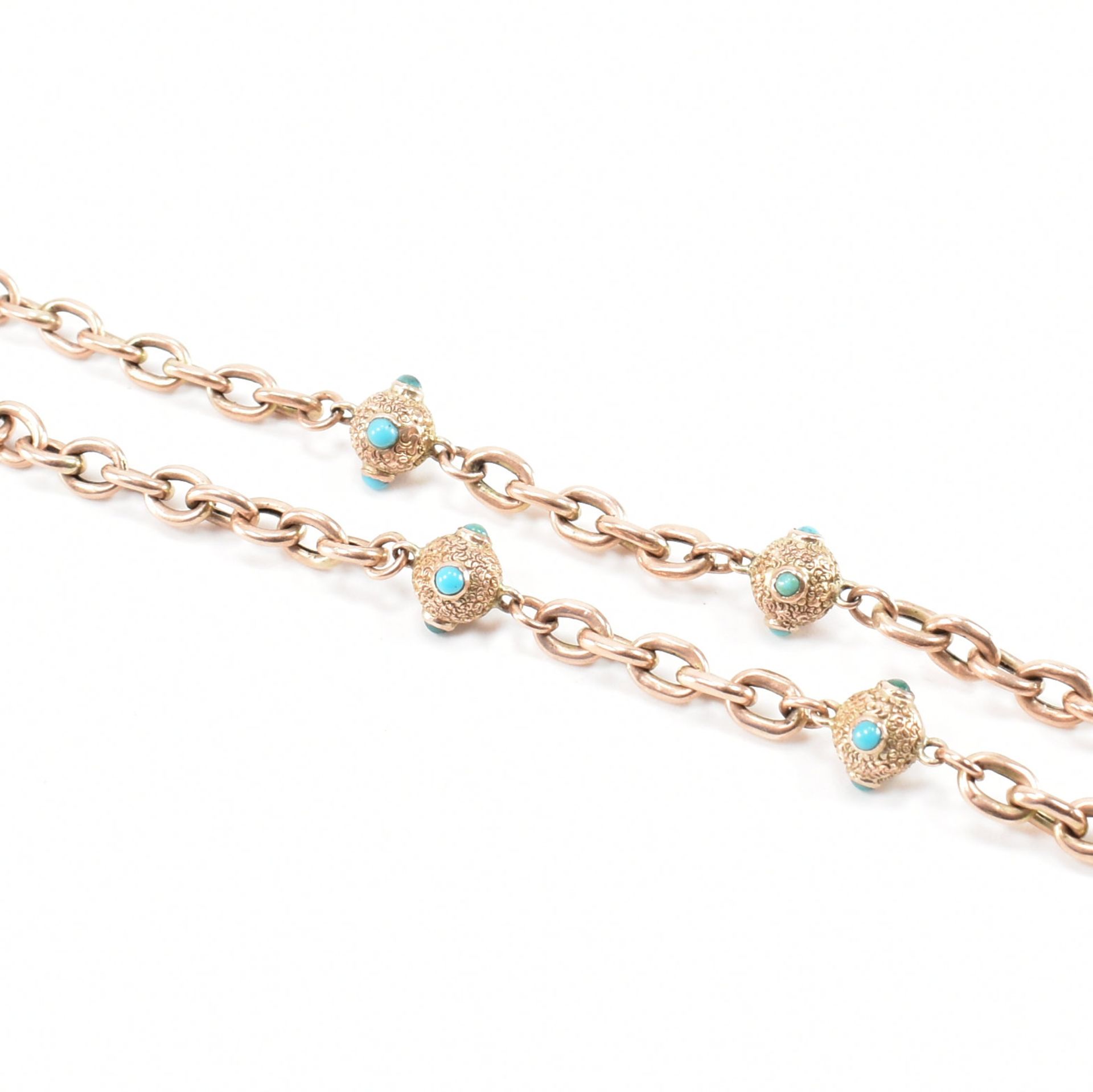 VICTORIAN 9CT GOLD & TURQUOISE BRACELET - Image 5 of 7