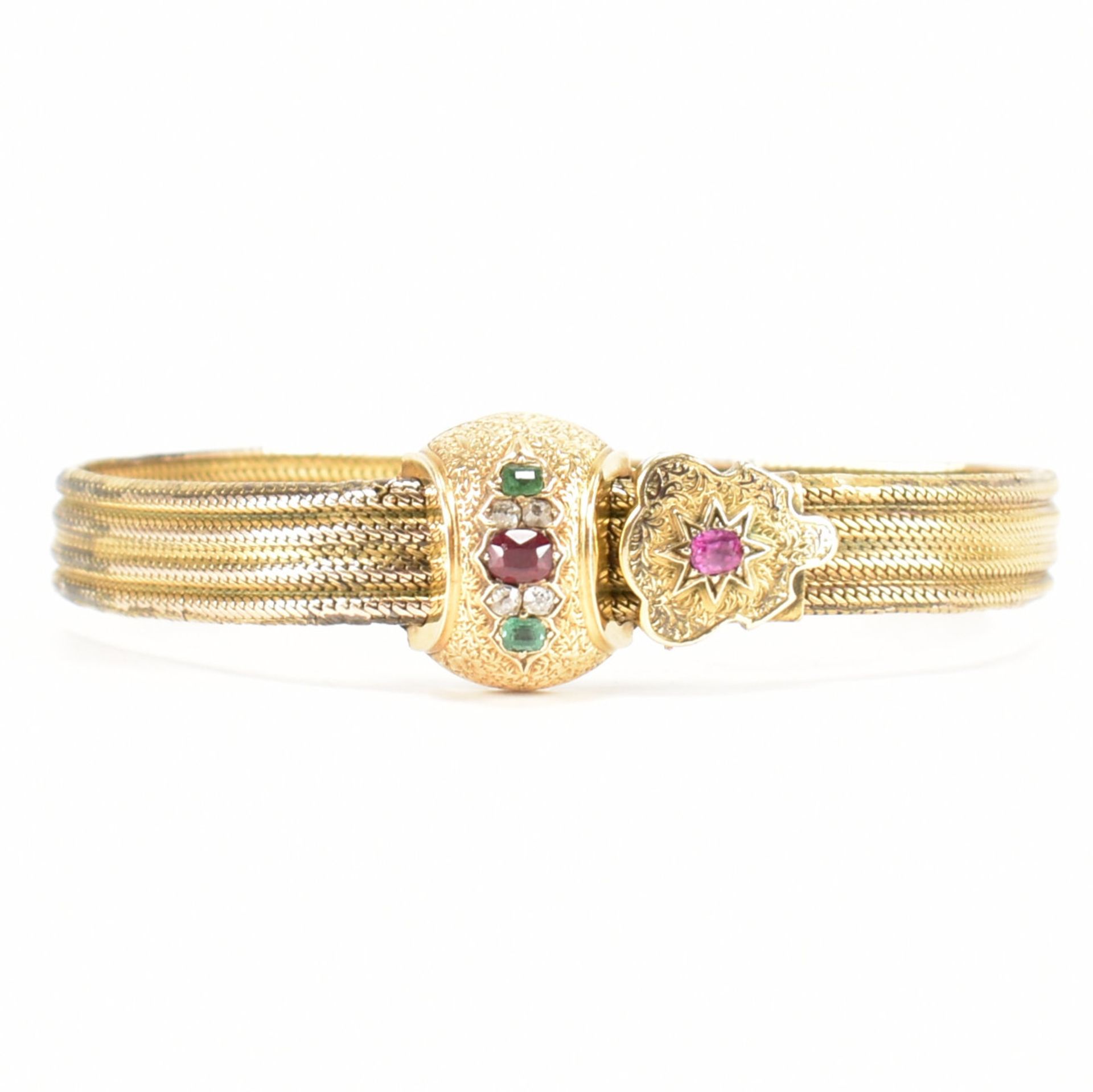 VICTORIAN RUBY EMERALD & DIAMOND BRACELET - Image 2 of 7