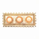 VICTORIAN ETRUSCAN REVIVIAL GOLD CORAL & PEARL BROOCH