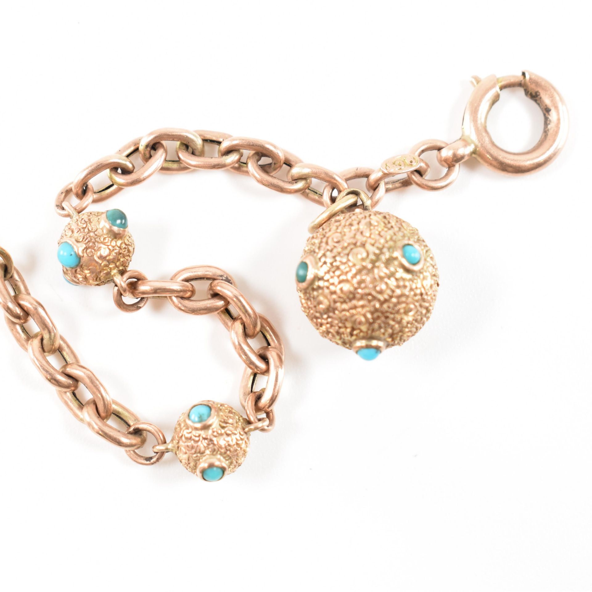 VICTORIAN 9CT GOLD & TURQUOISE BRACELET - Image 4 of 7