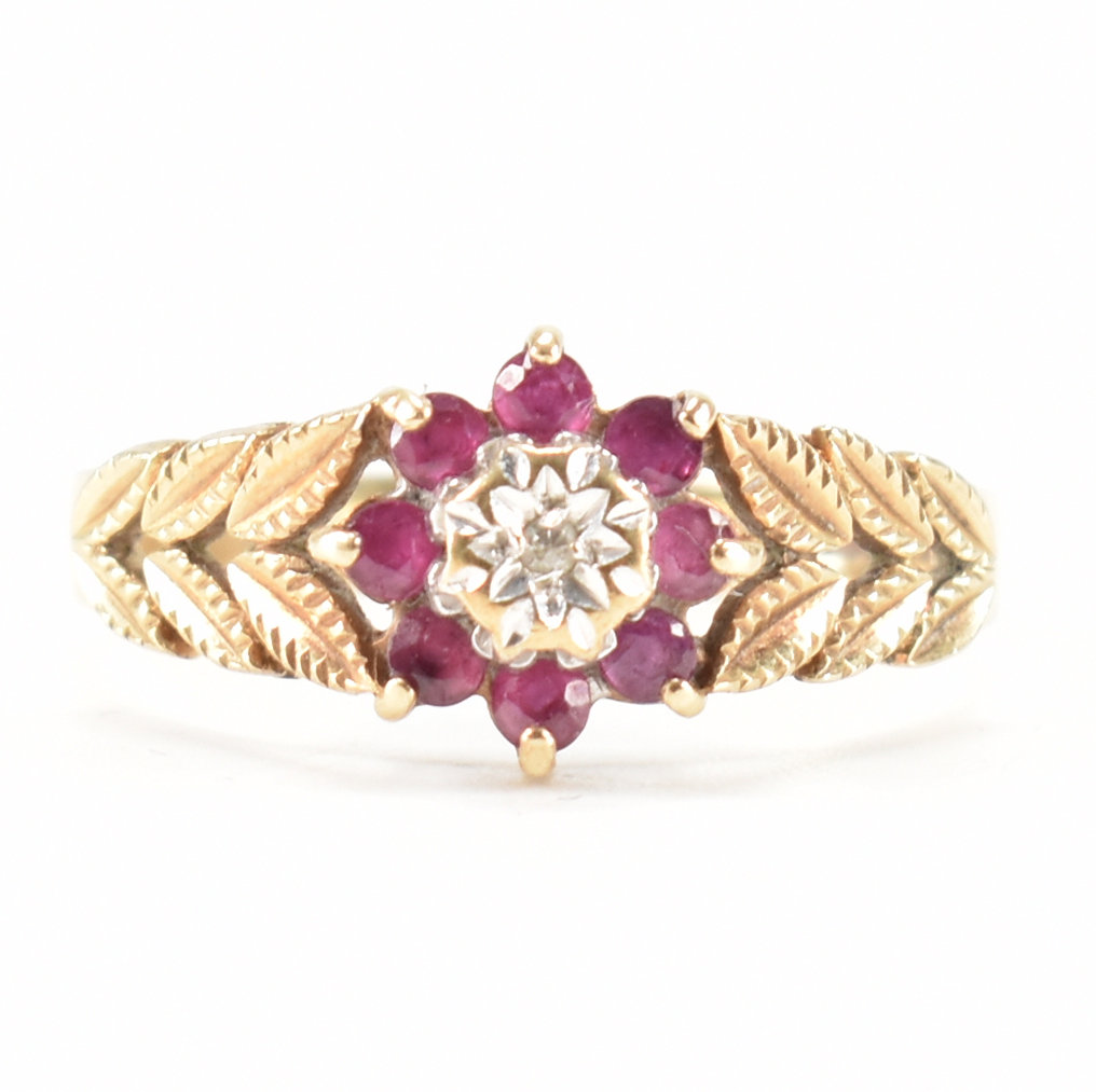 HALLMARKED 9CT GOLD RUBY & DIAMOND RING