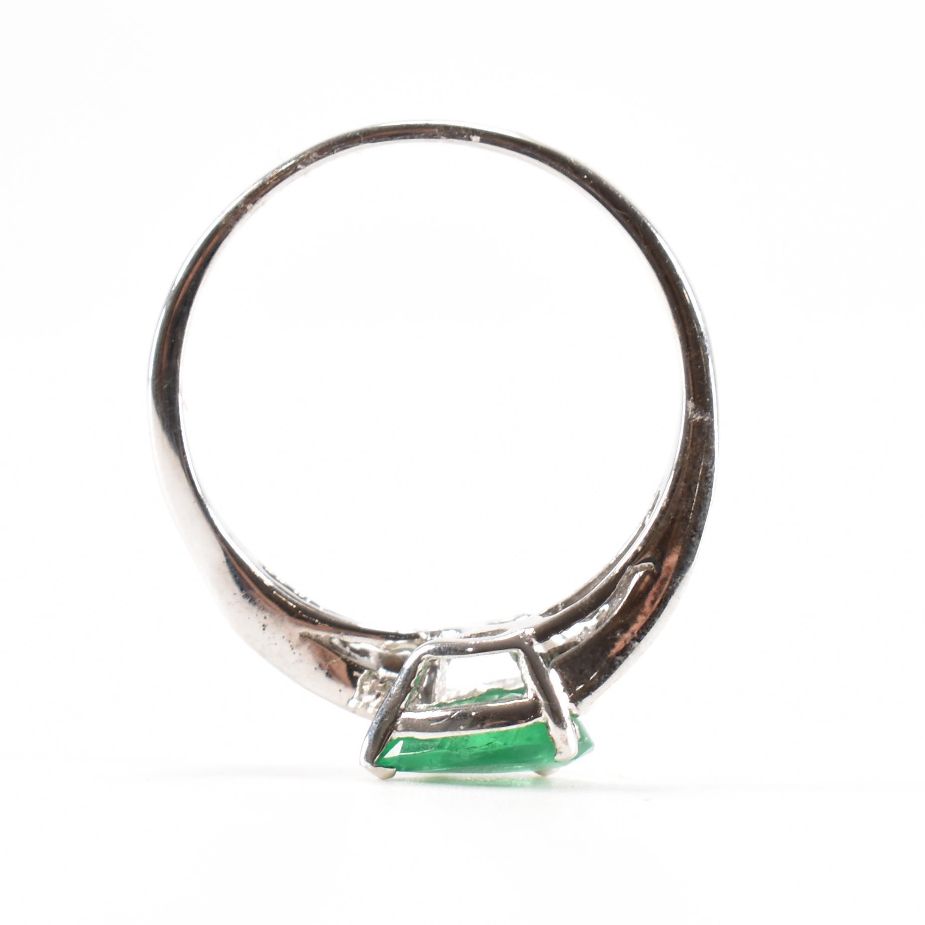 HALLMARKED 18CT WHITE GOLD EMERALD & DIAMOND RING - Image 6 of 8