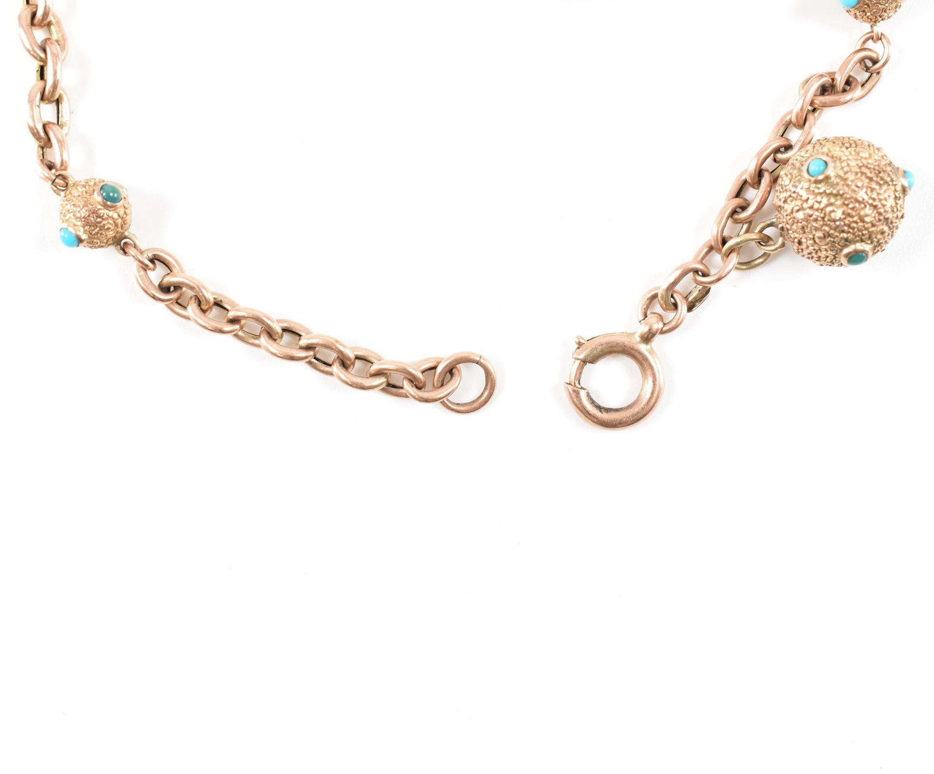 VICTORIAN 9CT GOLD & TURQUOISE BRACELET - Image 3 of 7