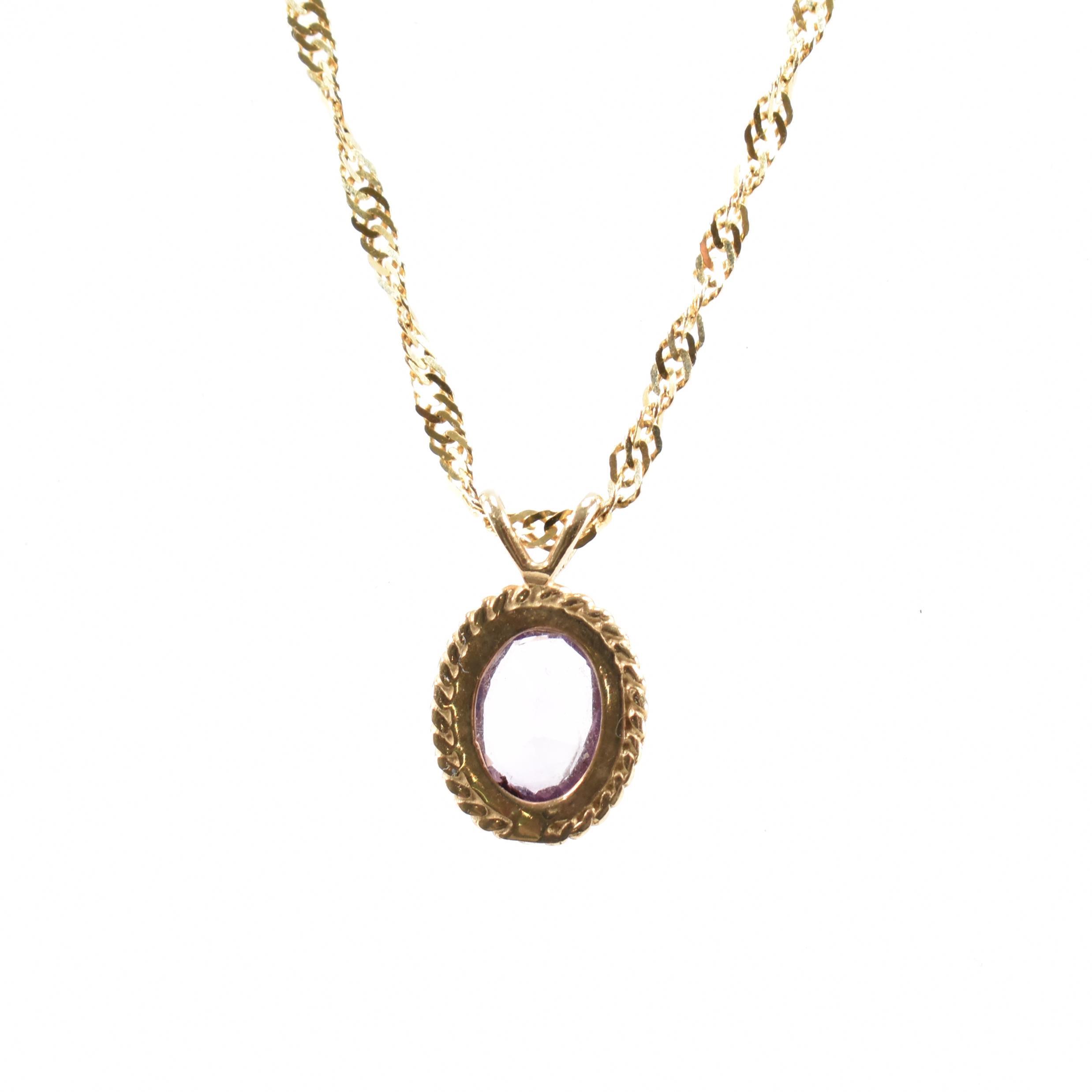 HALLMARKED 9CT GOLD & AMETHYST PENDANT NECKLACE - Image 3 of 4