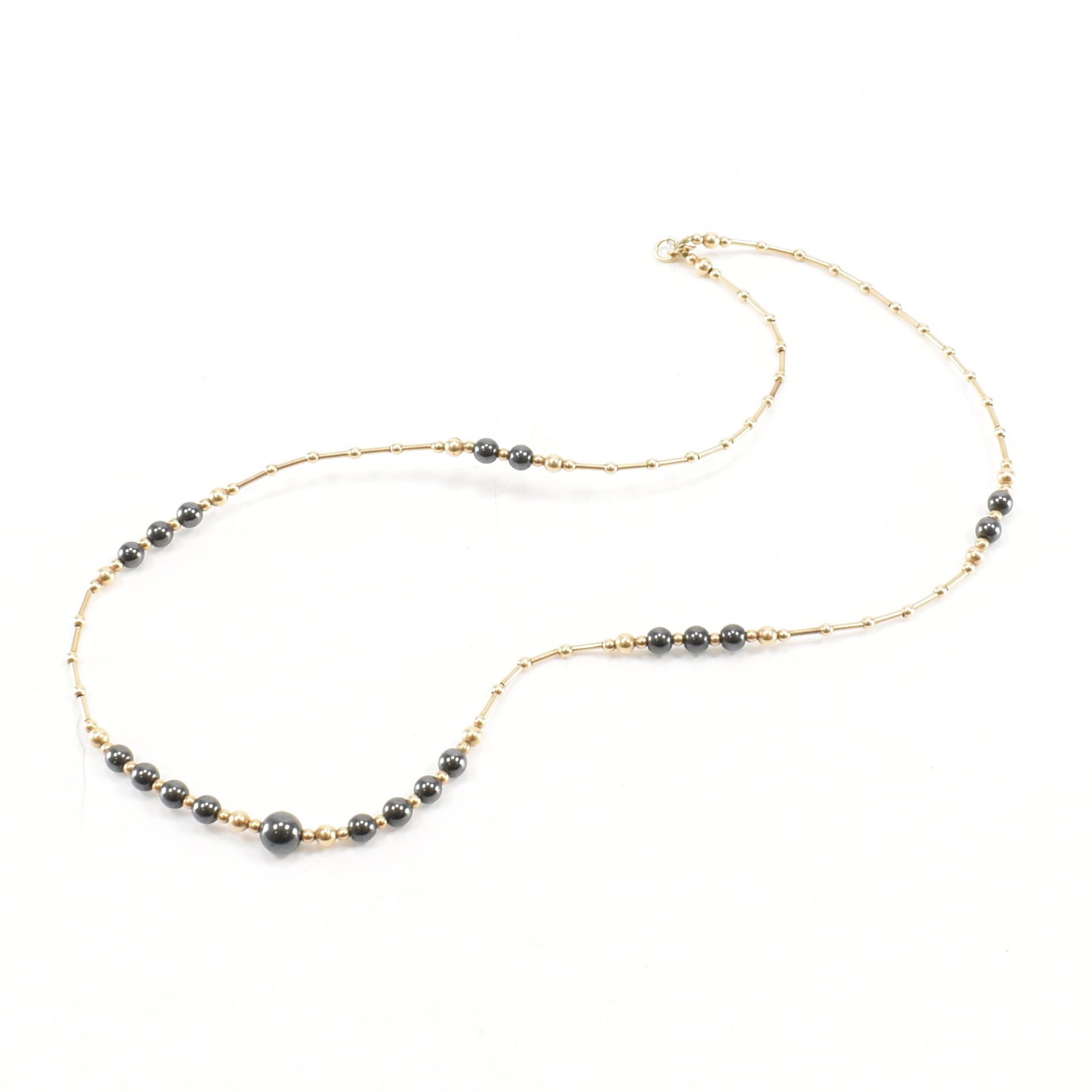 VINTAGE 14CT GOLD & HEMATITE BEADED NECKLACE - Image 2 of 4