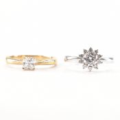 TWO HALLMARKED 9CT GOLD & CZ RINGS