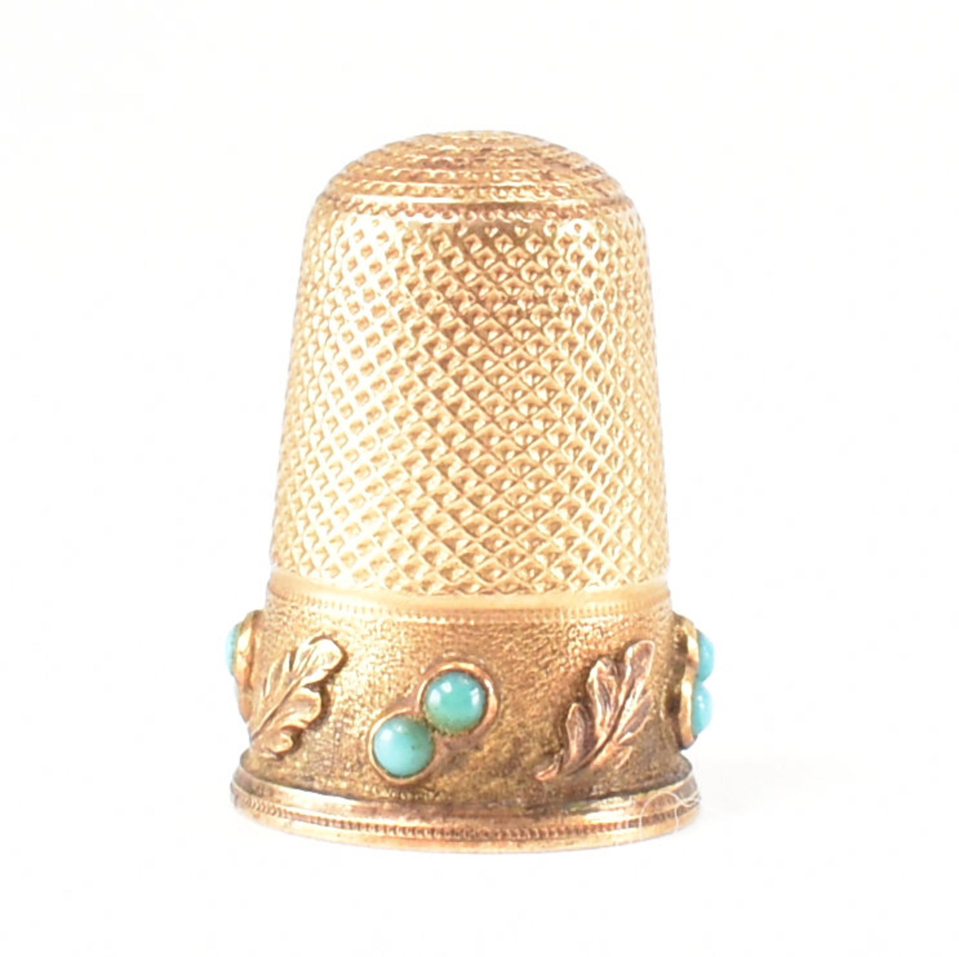 VICTORIAN GOLD & TURQUOISE THIMBLE - Image 3 of 7