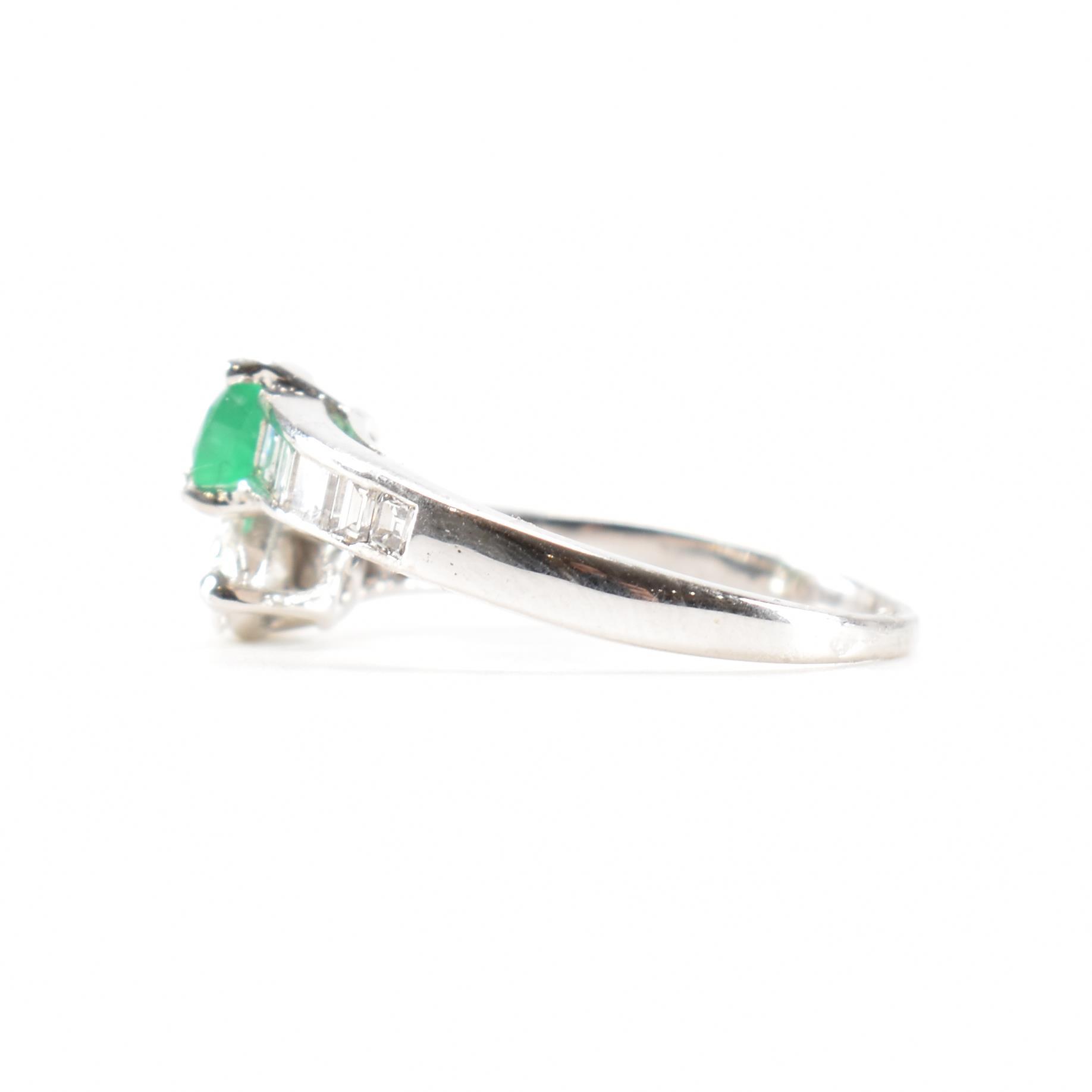 HALLMARKED 18CT WHITE GOLD EMERALD & DIAMOND RING - Image 2 of 8