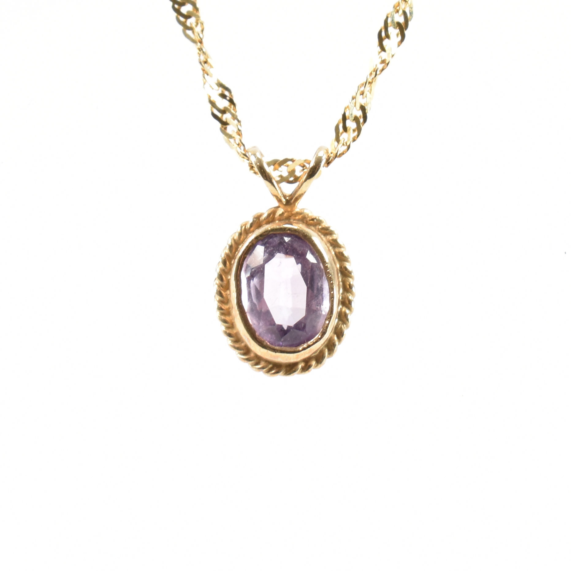 HALLMARKED 9CT GOLD & AMETHYST PENDANT NECKLACE