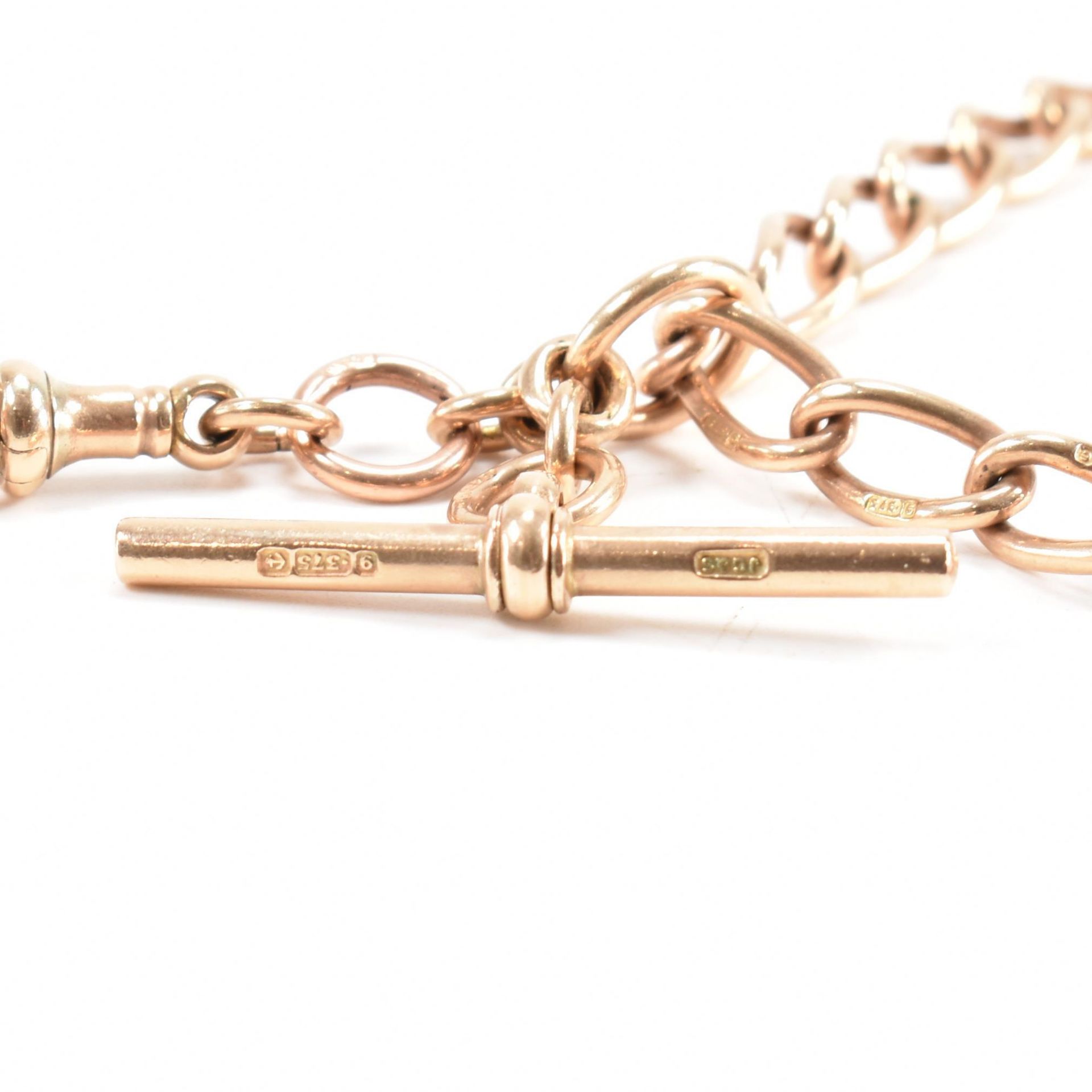 HALLMARKED 9CT GOLD WATCH CHAIN NECKLACE & FOB - Image 4 of 5