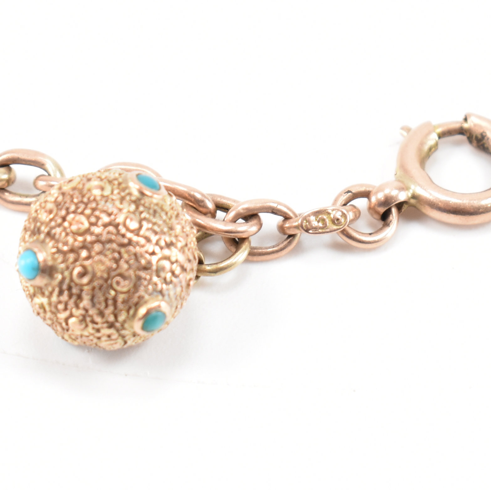 VICTORIAN 9CT GOLD & TURQUOISE BRACELET - Image 6 of 7