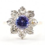 TANZANITE & DIAMOND CLUSTER RING