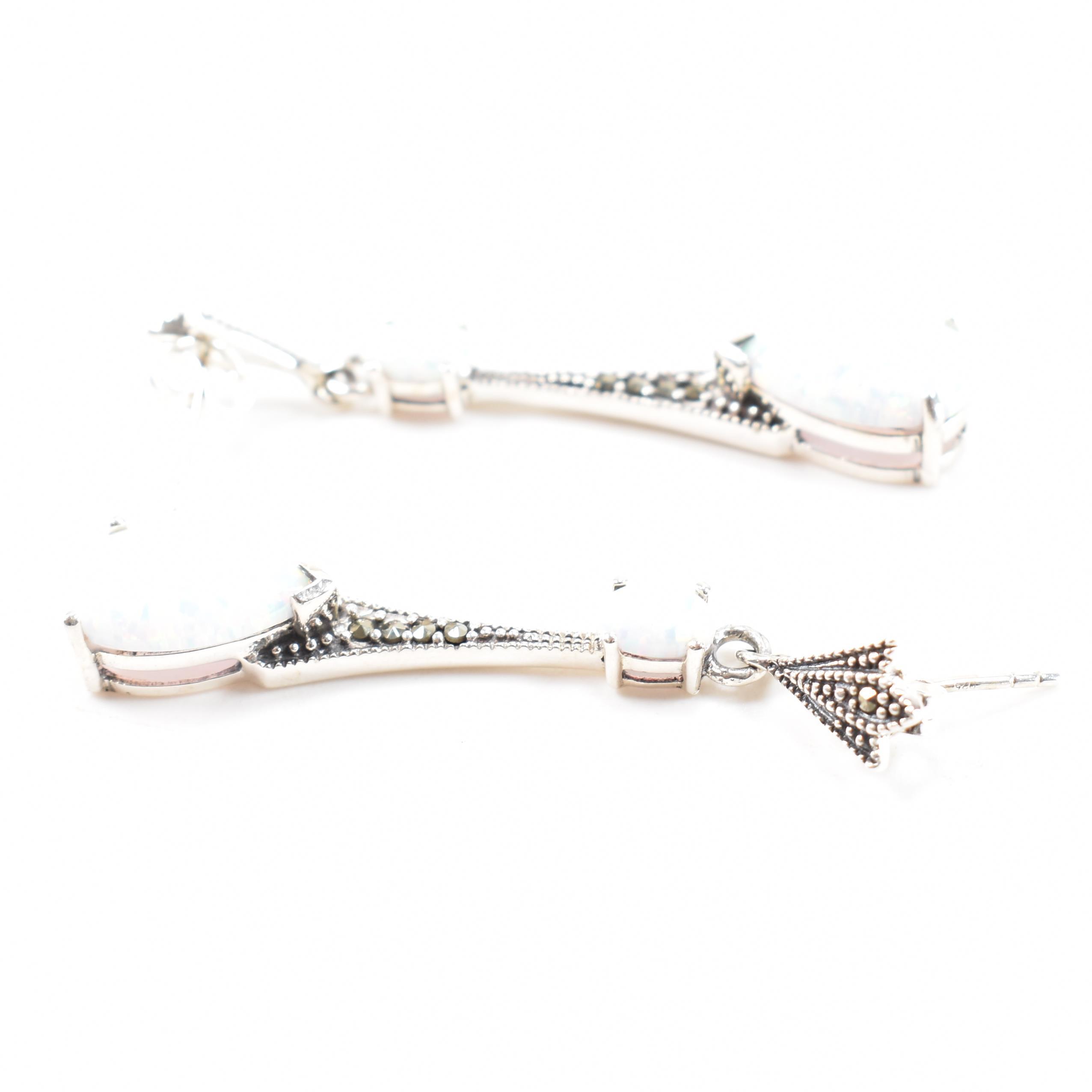 PAIR OF 925 SILVER OPALITE & MARCASITE DROP EARRINGS - Image 4 of 4