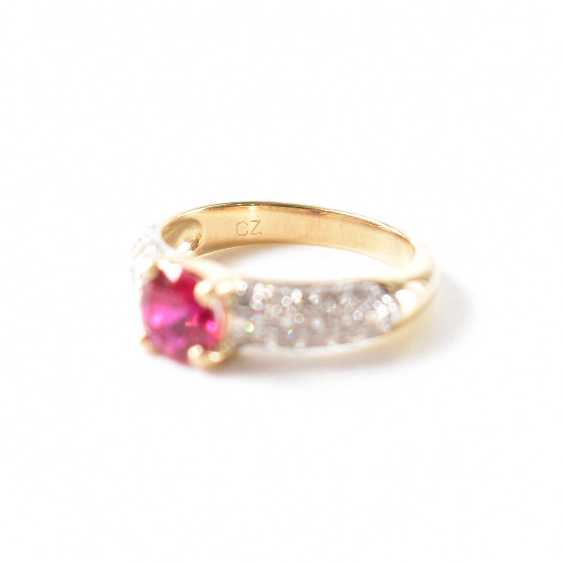 HALLMARKED 9CT GOLD SYNTHETIC RUBY & CZ RING - Image 6 of 7