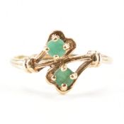 HALLMARKED 9CT GOLD & EMERALD CROSS OVER RING