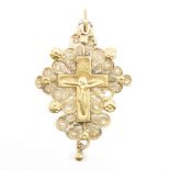 ANTIQUE FRENCH HIGH CARAT GOLD FILIGREE CRUCIFIX PENDANT