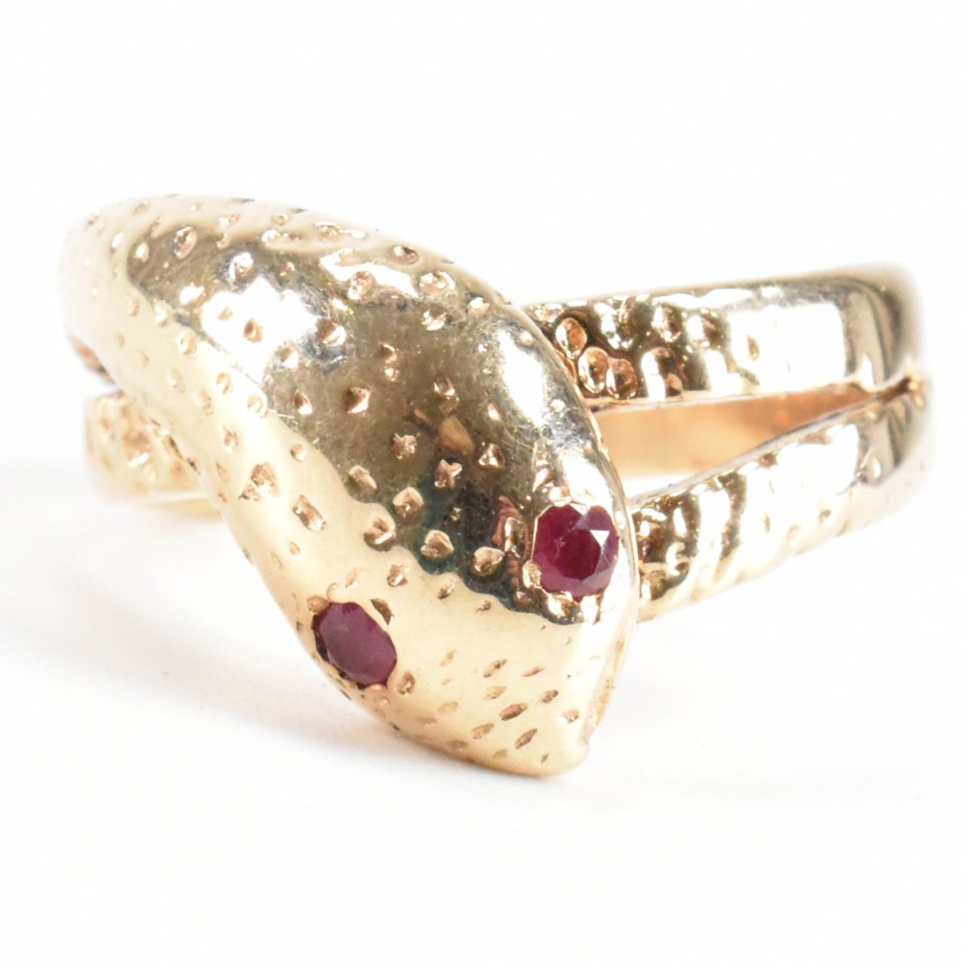 ANTIQUE HALLMARKED 9CT GOLD & RUBY SERPENT RING