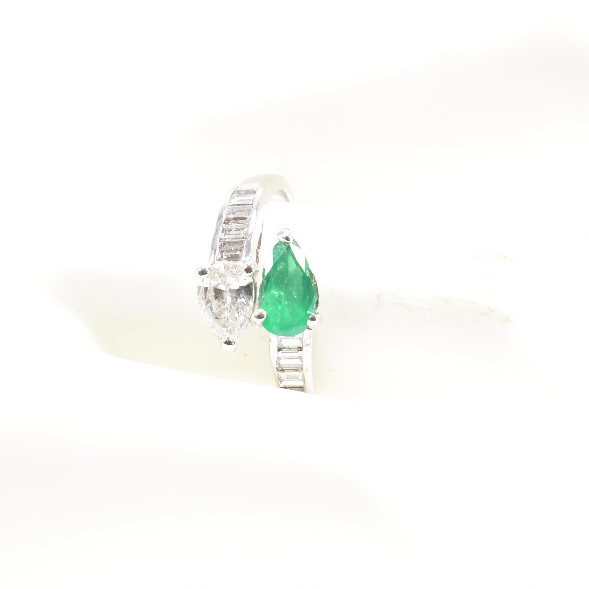 HALLMARKED 18CT WHITE GOLD EMERALD & DIAMOND RING - Image 8 of 8