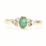 HALLMARKED 9CT GOLD EMERALD & DIAMOND RING