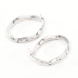 PAIR OF 9CT WHITE GOLD & WHITE STONE HOOP EARRINGS