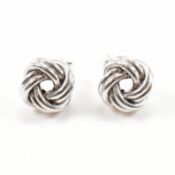 PAIR OF WHITE GOLD KNOT STUD EARRINGS