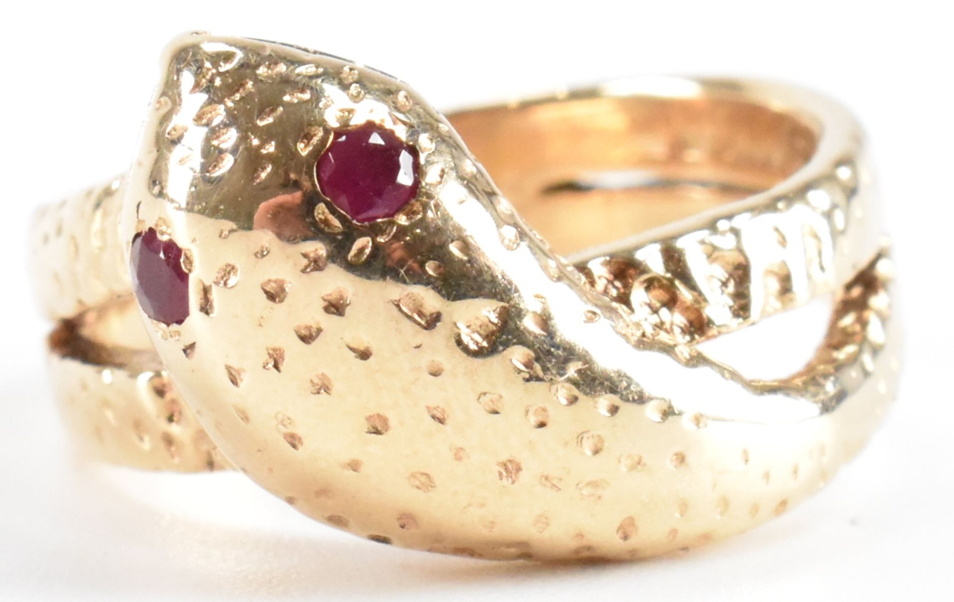 ANTIQUE HALLMARKED 9CT GOLD & RUBY SERPENT RING - Image 5 of 7