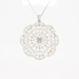 FRENCH BELLE EPOQUE PLATINUM GOLD & DIAMOND PENDANT NECKLACE