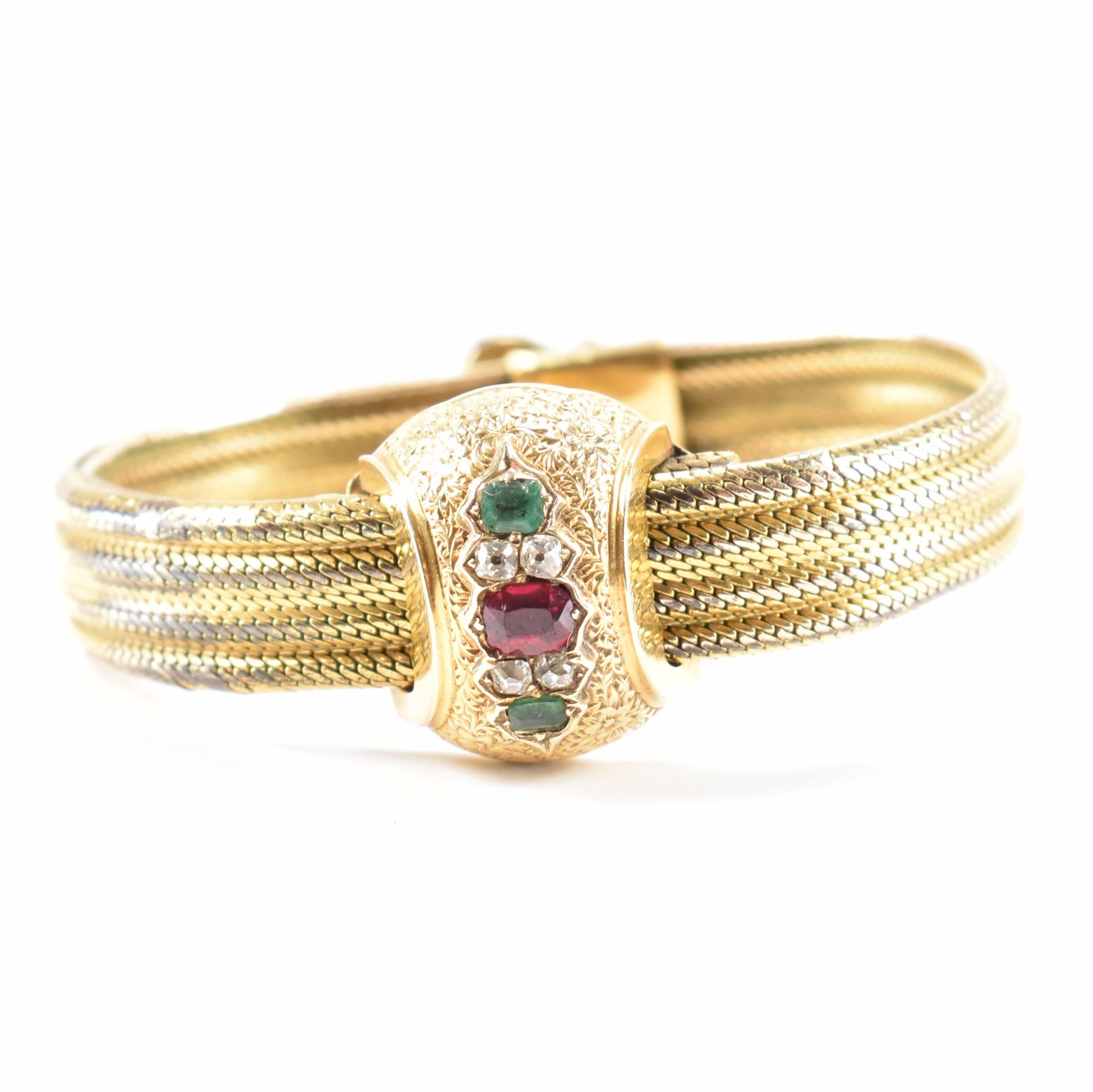 VICTORIAN RUBY EMERALD & DIAMOND BRACELET - Image 7 of 7