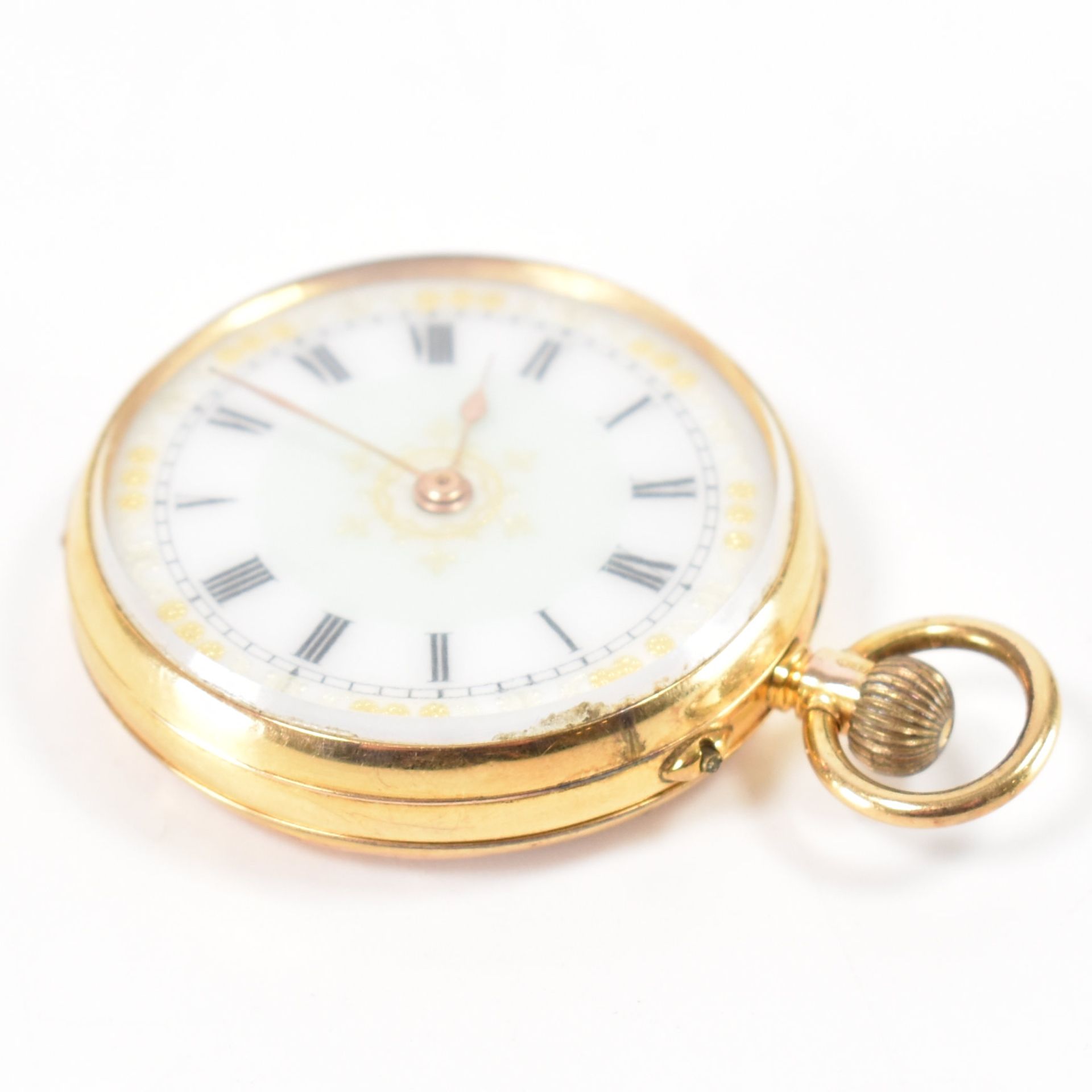 EDWARDIAN HALLMARKED 9CT GOLD FOB WATCH - Image 3 of 8