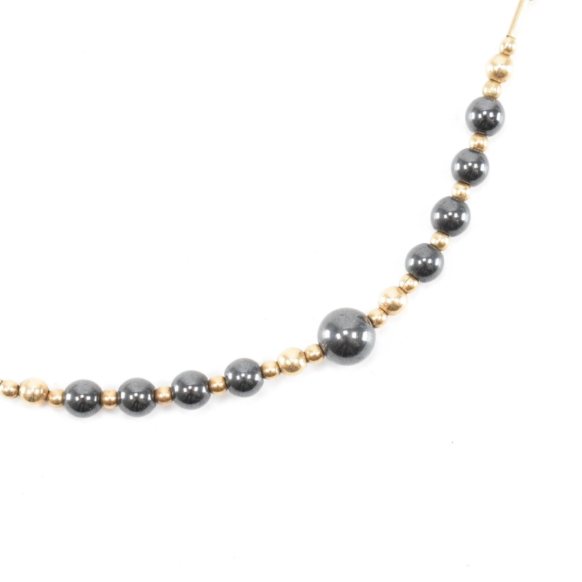 VINTAGE 14CT GOLD & HEMATITE BEADED NECKLACE - Image 3 of 4