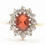 HALLMARKED 9CT GOLD GARNET & CZ CLUSTER RING