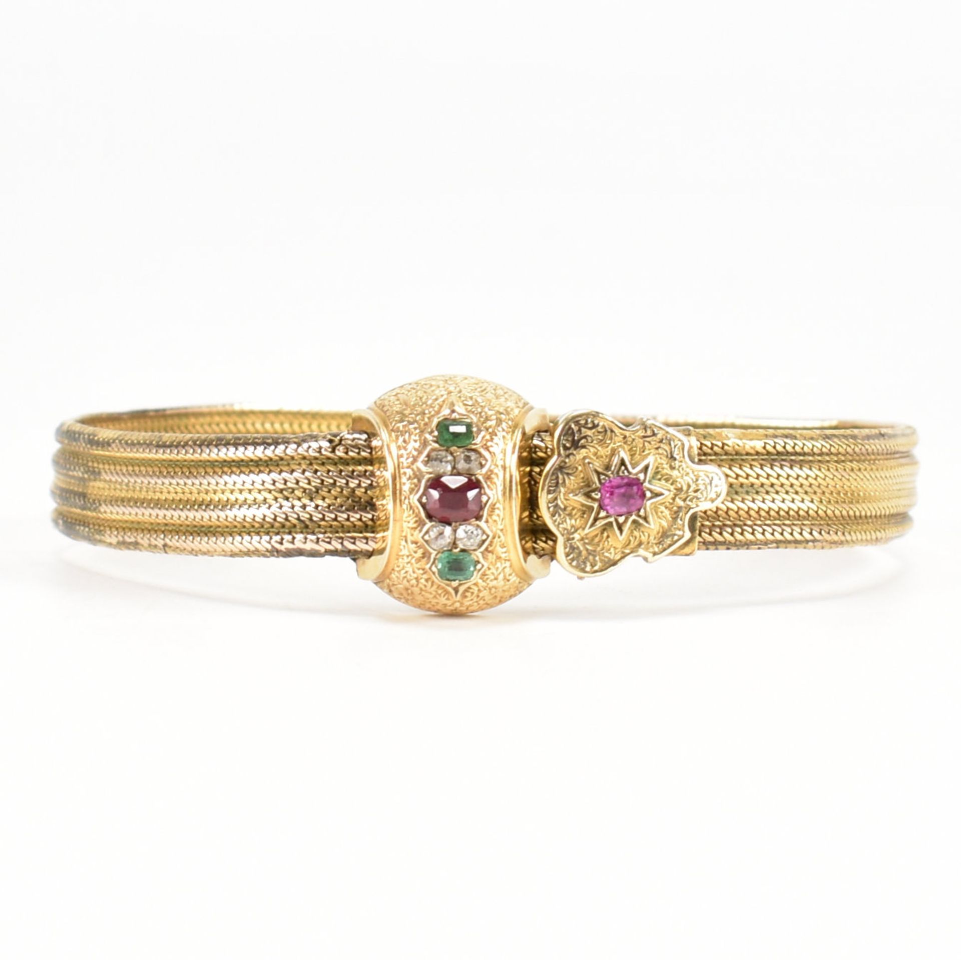 VICTORIAN RUBY EMERALD & DIAMOND BRACELET