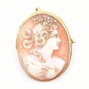 VINTAGE GOLD & CARVED SHELL CAMEO BROOCH