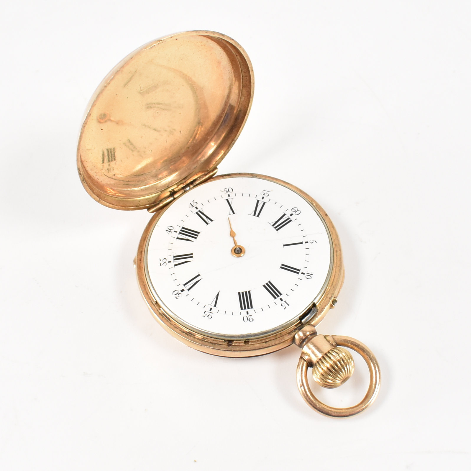 ANTIQUE 9CT GOLD FRENCH FULL HUNTER POCKET WATCH - Image 9 of 10