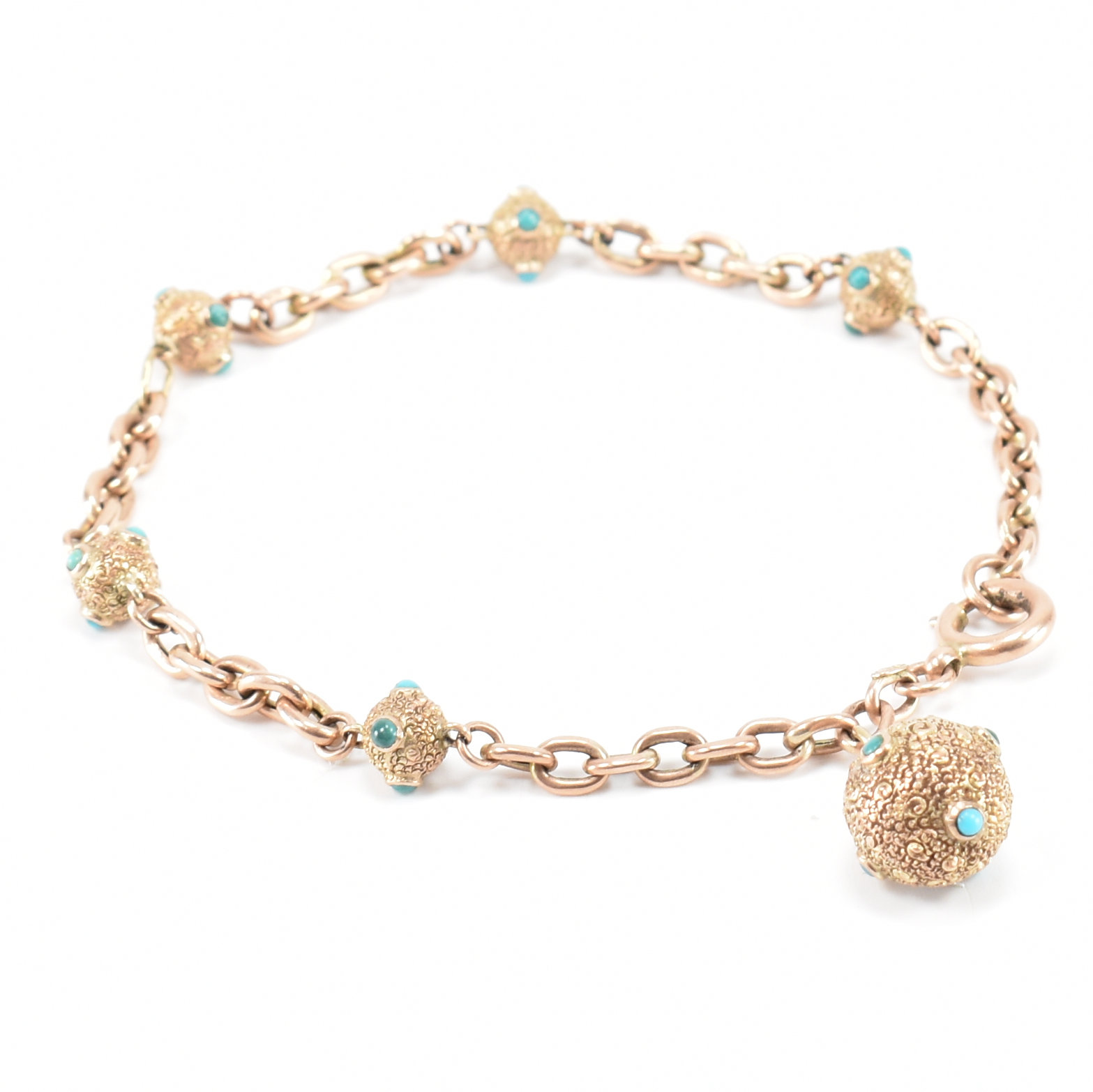 VICTORIAN 9CT GOLD & TURQUOISE BRACELET - Image 7 of 7