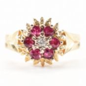 VINTAGE GOLD RUBY & DIAMOND CLUSTER RING
