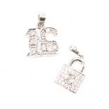 TWO HALLMARKED 9CT WHITE GOLD PENDANT CHARMS