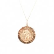 HALLMARKED 9CT GOLD ST CHRISTOPHER PENDANT & CHAIN NECKLACE