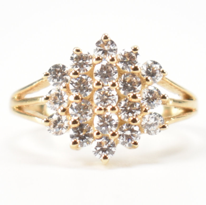 HALLMARKED 9CT GOLD CZ CLUSTER RING